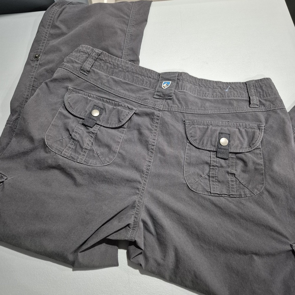 Kuhl Splash Pants Womens 10 Charcoal Gray Roll-Up Cargo Convertible Hiking